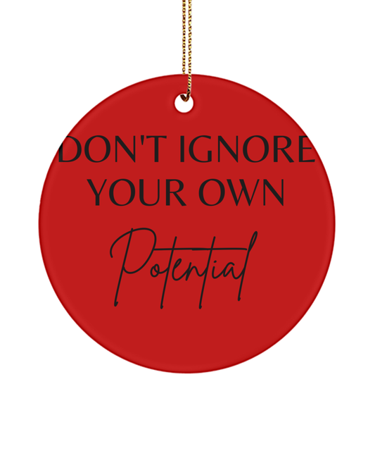 Elevate Your Spirit with Christmas Inspiration, red, Motivational Inspirational Christmas Holiday Ornament. Model 60096