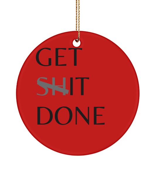 Festive Motivation: Inspirational Ornament, red, Motivational Inspirational Christmas Holiday Ornament. Model 60096