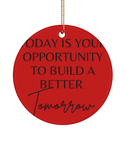 Christmas Magic: Motivational Ornament, red, Motivational Inspirational Christmas Holiday Ornament. Model 60096