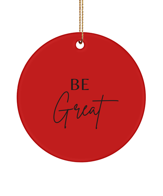 Dream, Believe, Achieve: Xmas Motivation, red, Motivational Inspirational Christmas Holiday Ornament. Model 60096