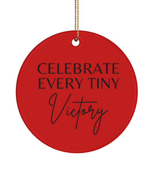 Joyful Inspiration for Christmas, red, Motivational Inspirational Christmas Holiday Ornament. Model 60096