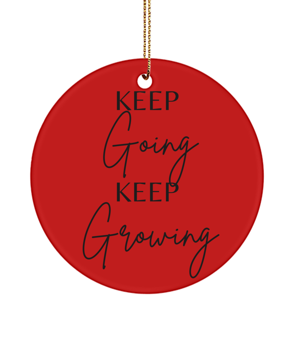 Fireside Motivation: Xmas Ornament, red, Motivational Inspirational Christmas Holiday Ornament. Model 60096