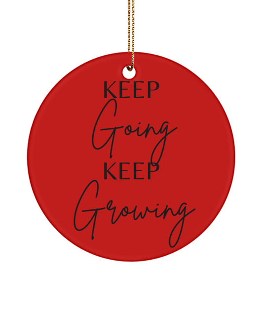 Fireside Motivation: Xmas Ornament, red, Motivational Inspirational Christmas Holiday Ornament. Model 60096