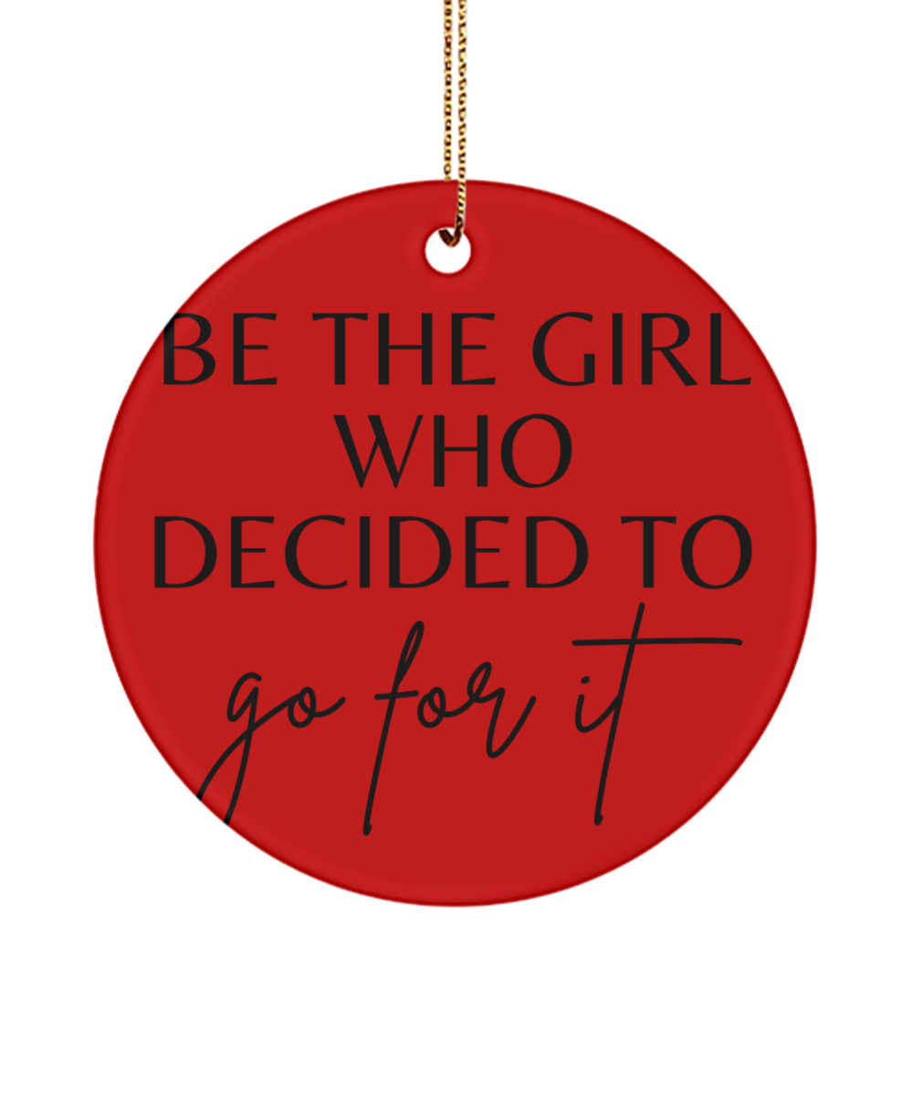 Holiday Happiness: Inspirational Keepsake, red, Motivational Inspirational Christmas Holiday Ornament. Model 60096