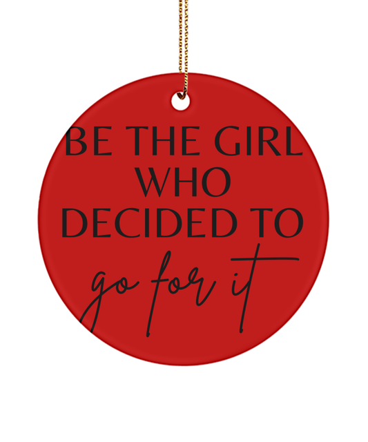 Holiday Happiness: Inspirational Keepsake, red, Motivational Inspirational Christmas Holiday Ornament. Model 60096