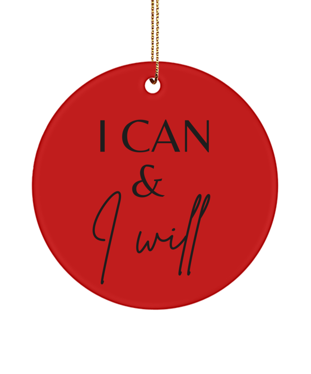 Motivation on Display: Christmas Ornament, red, Motivational Inspirational Christmas Holiday Ornament. Model 60096