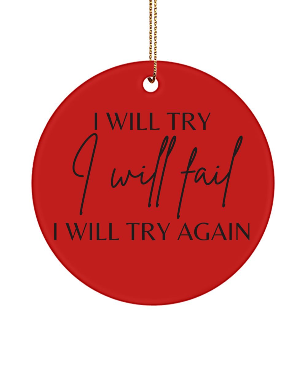 Festive Joy and Inspiration: Xmas Decor, red, Motivational Inspirational Christmas Holiday Ornament. Model 60096
