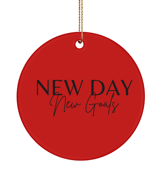 Celebrate with a Dash of Motivation, red, Motivational Inspirational Christmas Holiday Ornament. Model 60096