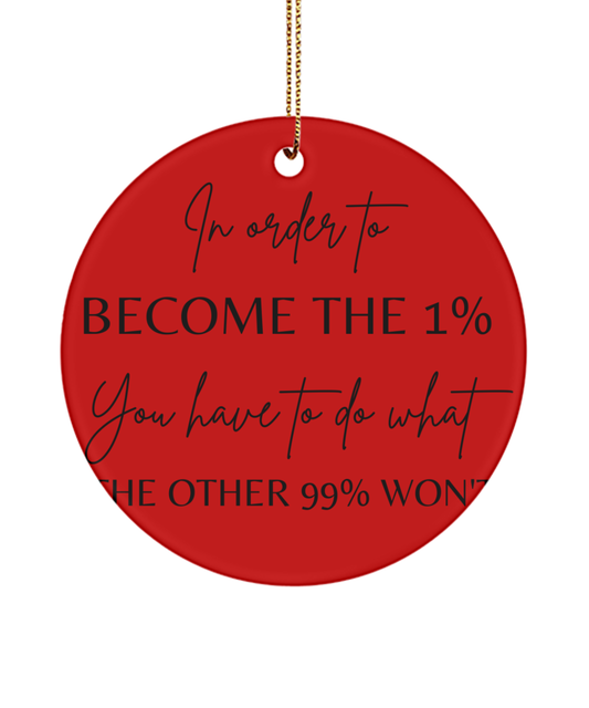 Christmas Wishes Granted: Xmas Ornament, red, Motivational Inspirational Christmas Holiday Ornament. Model 60096