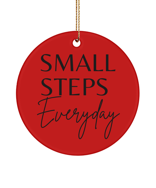 Motivate, Celebrate, Decorate, red, Motivational Inspirational Christmas Holiday Ornament. Model 60096