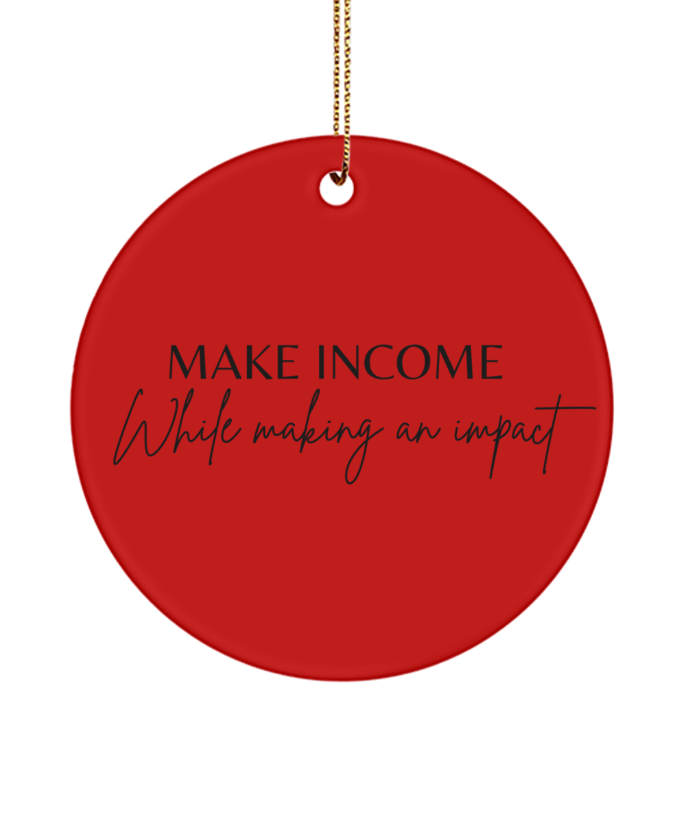 Fireside Motivation: Xmas Ornament, red, Motivational Inspirational Christmas Holiday Ornament. Model 60096