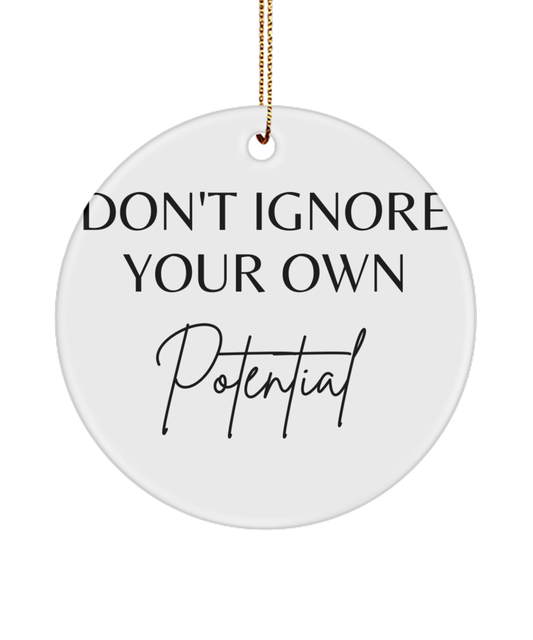 Elevate Your Spirit with Christmas Inspiration, white, Motivational Inspirational Christmas Holiday Ornament. Model 60096