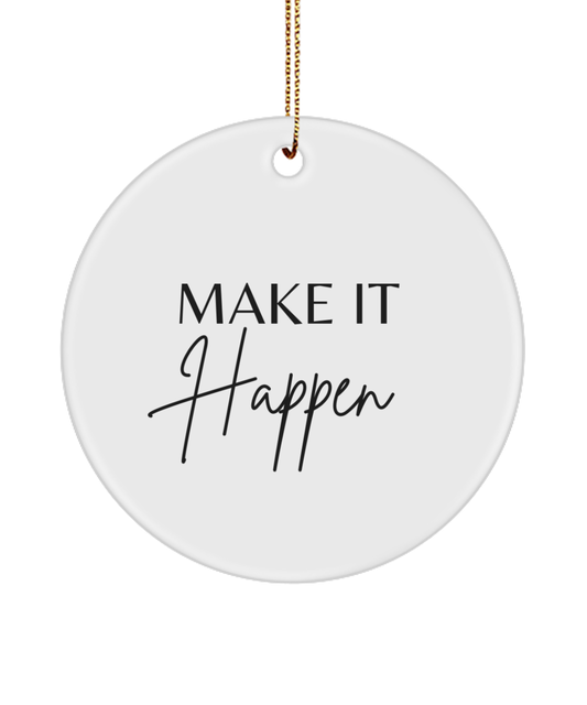 Elegant Christmas Inspiration Ornament, white, Motivational Inspirational Christmas Holiday Ornament. Model 60096