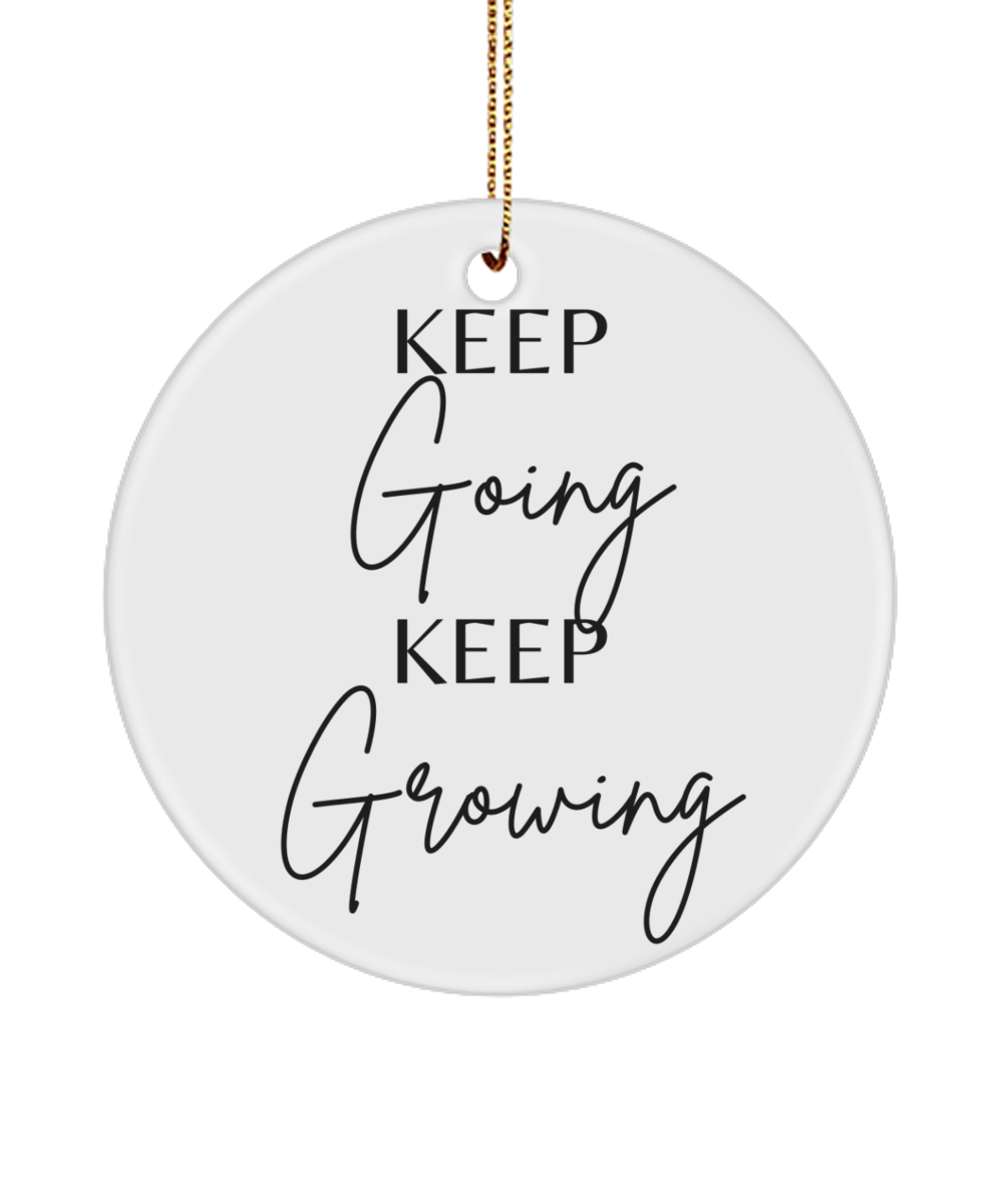 Fireside Motivation: Xmas Ornament, white, Motivational Inspirational Christmas Holiday Ornament. Model 60096