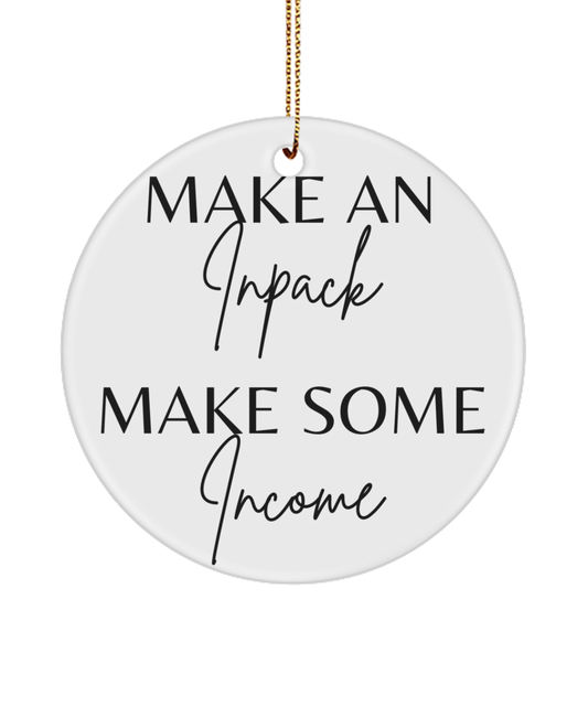 Motivate, Celebrate, Decorate, white, Motivational Inspirational Christmas Holiday Ornament. Model 60096