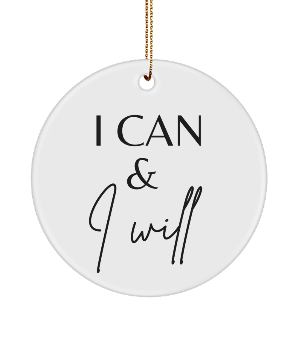 Motivation on Display: Christmas Ornament, white, Motivational Inspirational Christmas Holiday Ornament. Model 60096