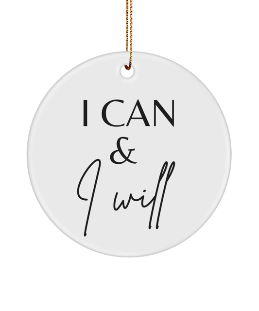 Motivation on Display: Christmas Ornament, white, Motivational Inspirational Christmas Holiday Ornament. Model 60096