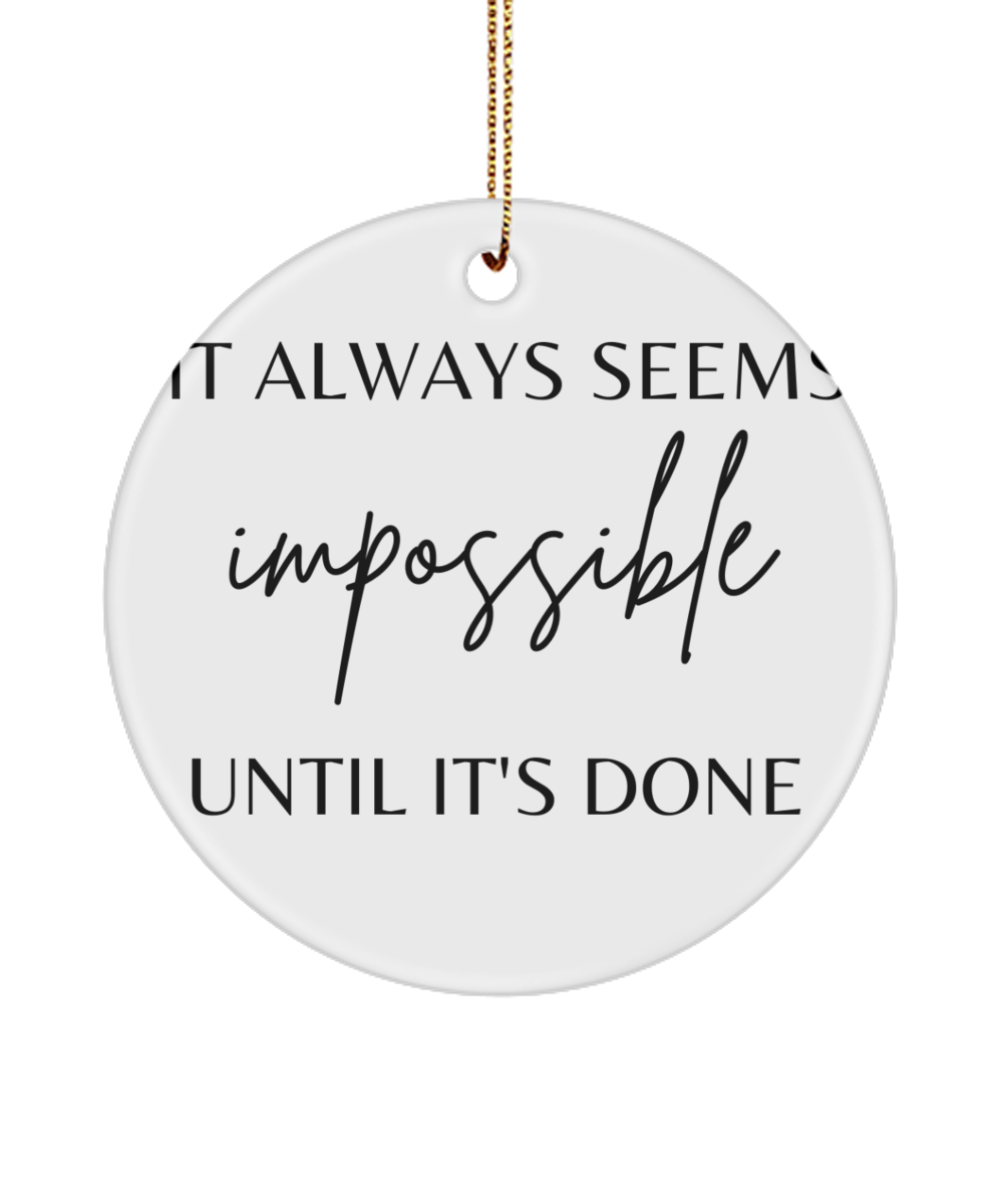Elevate the Holidays with Inspiration, white, Motivational Inspirational Christmas Holiday Ornament. Model 60096