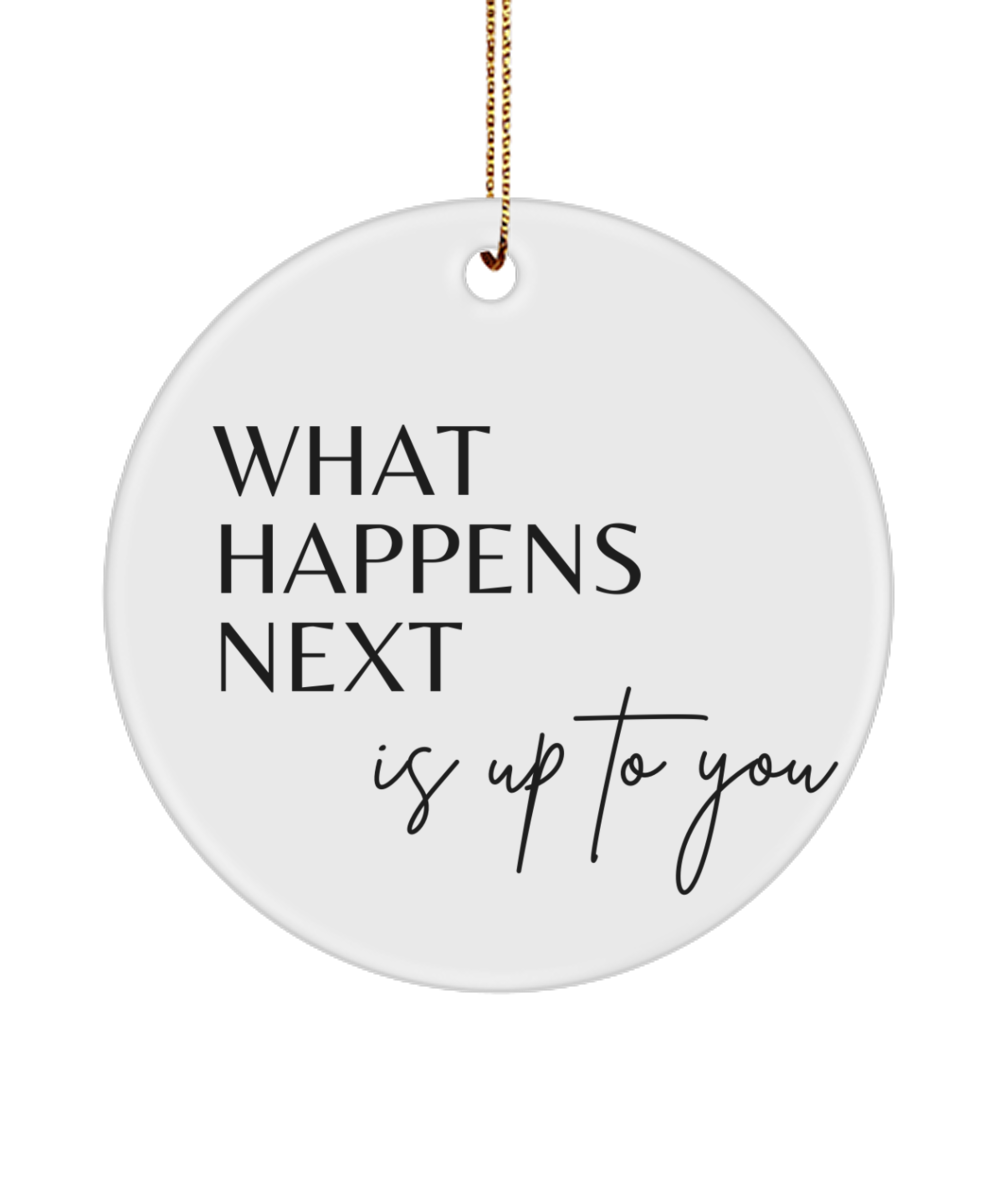 Celebrate with Inspiration this Holiday, white, Motivational Inspirational Christmas Holiday Ornament. Model 60096