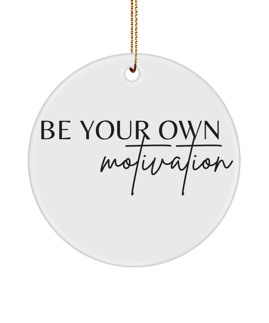 Motivate Your Way to a Merry Christmas, white, Motivational Inspirational Christmas Holiday Ornament. Model 60096