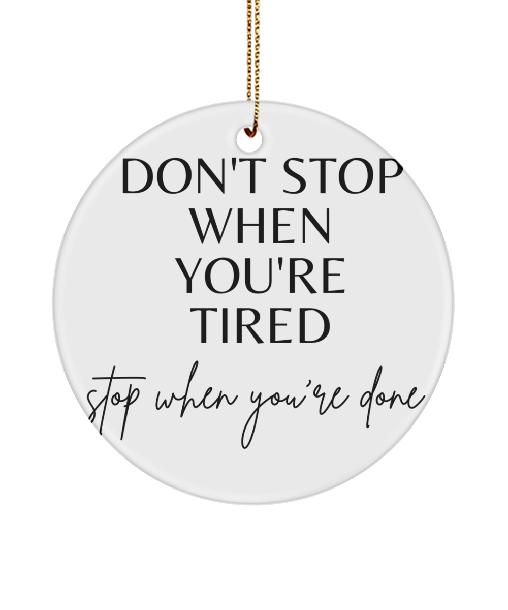 Brighten Your Tree with Motivation, white, Motivational Inspirational Christmas Holiday Ornament. Model 60096