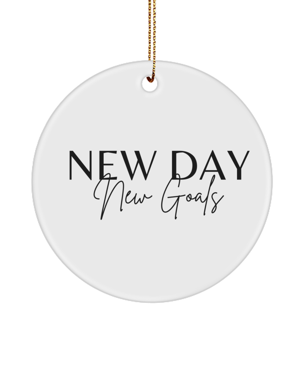 Celebrate with a Dash of Motivation, white, Motivational Inspirational Christmas Holiday Ornament. Model 60096