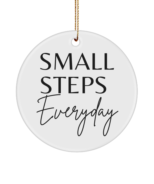 Motivate, Celebrate, Decorate, white, Motivational Inspirational Christmas Holiday Ornament. Model 60096