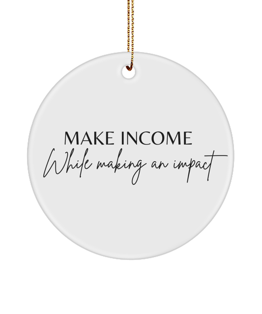 Fireside Motivation: Xmas Ornament, white, Motivational Inspirational Christmas Holiday Ornament. Model 60096