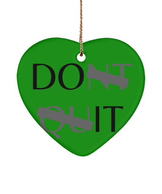 Holiday Bliss: Inspirational Christmas Ornament, green , Motivational Christmas Holiday heart Shape Ornament. Model 60097