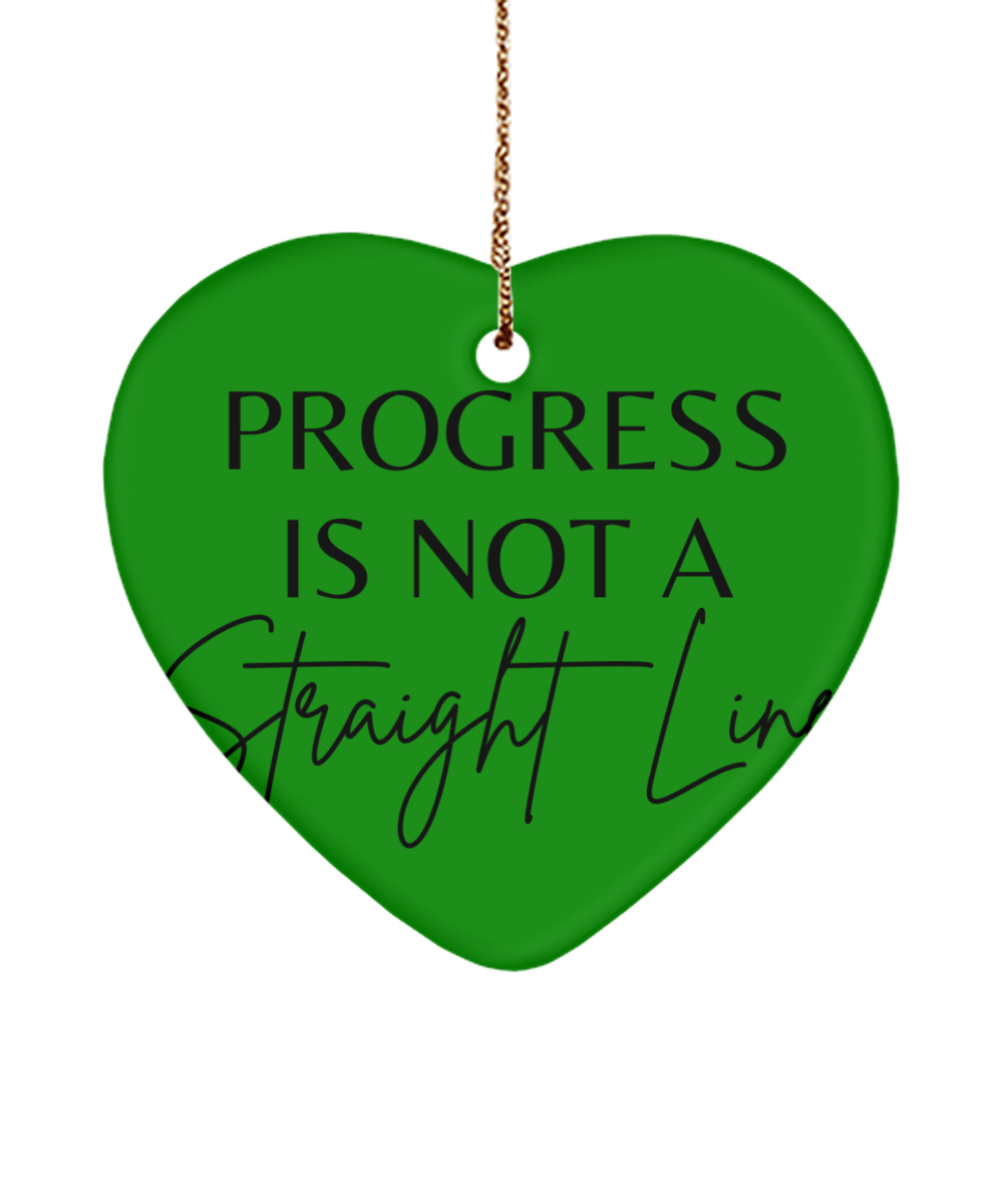 Inspirational Joy: Holiday Ornament, green , Motivational Christmas Holiday heart Shape Ornament. Model 60097