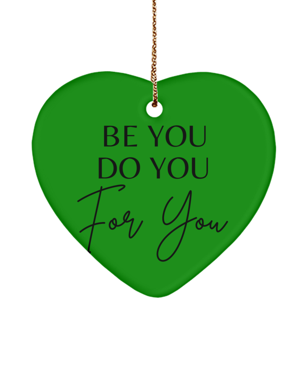Inspirational Moments: Holiday Ornament, green , Motivational Christmas Holiday heart Shape Ornament. Model 60097