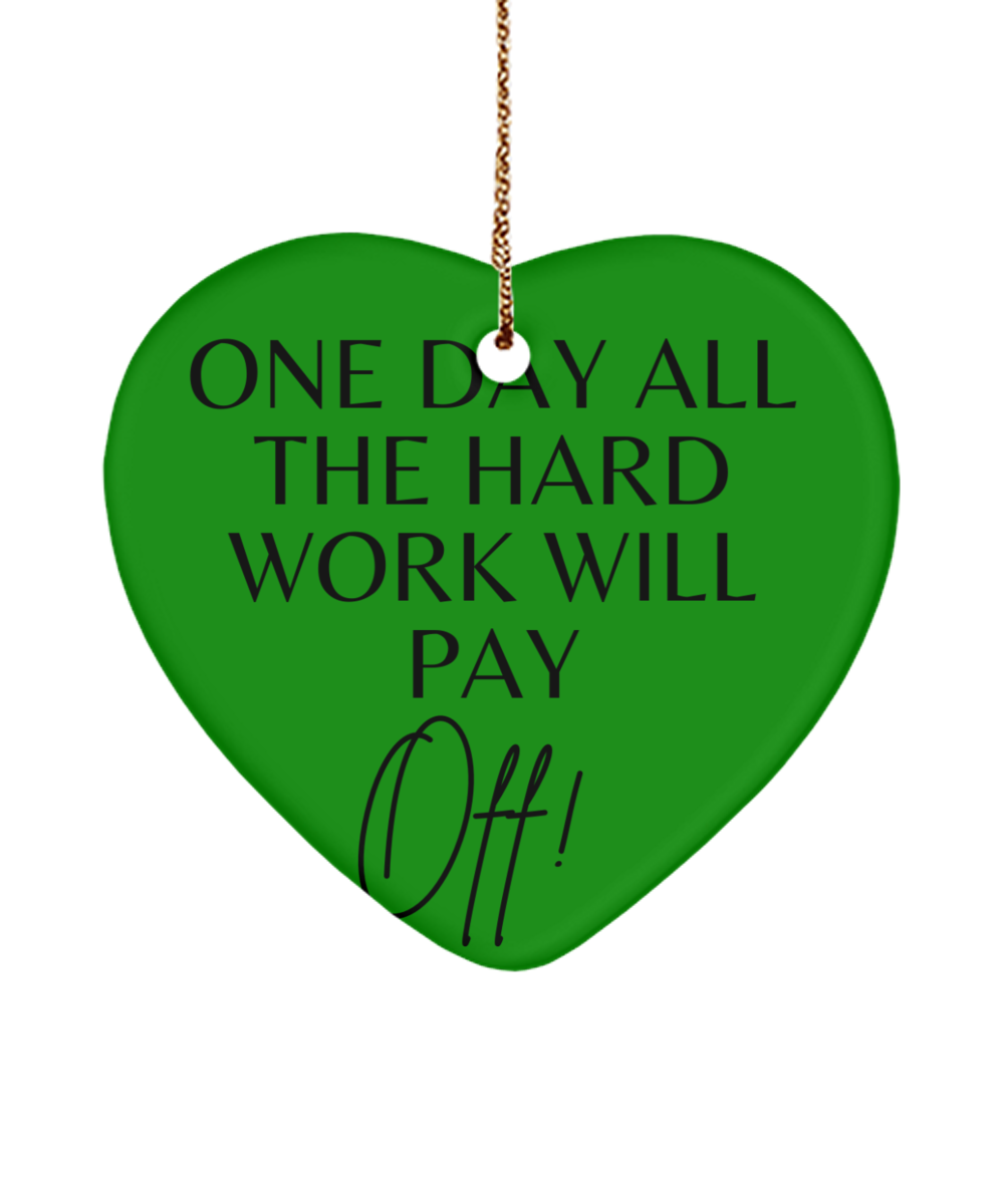 Festive Inspiration: Christmas Keepsake, green , Motivational Christmas Holiday heart Shape Ornament. Model 60097
