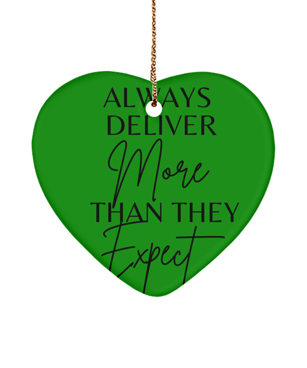 Dream Big, Shine Bright: Inspirational Decor, green , Motivational Christmas Holiday heart Shape Ornament. Model 60097