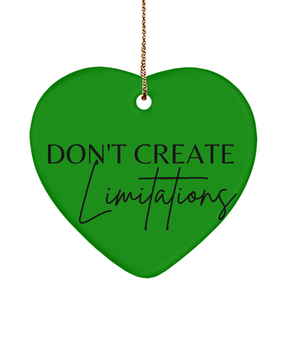 Christmas Dreams Come True: Ornament, green , Motivational Christmas Holiday heart Shape Ornament. Model 60097