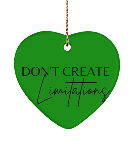 Christmas Dreams Come True: Ornament, green , Motivational Christmas Holiday heart Shape Ornament. Model 60097