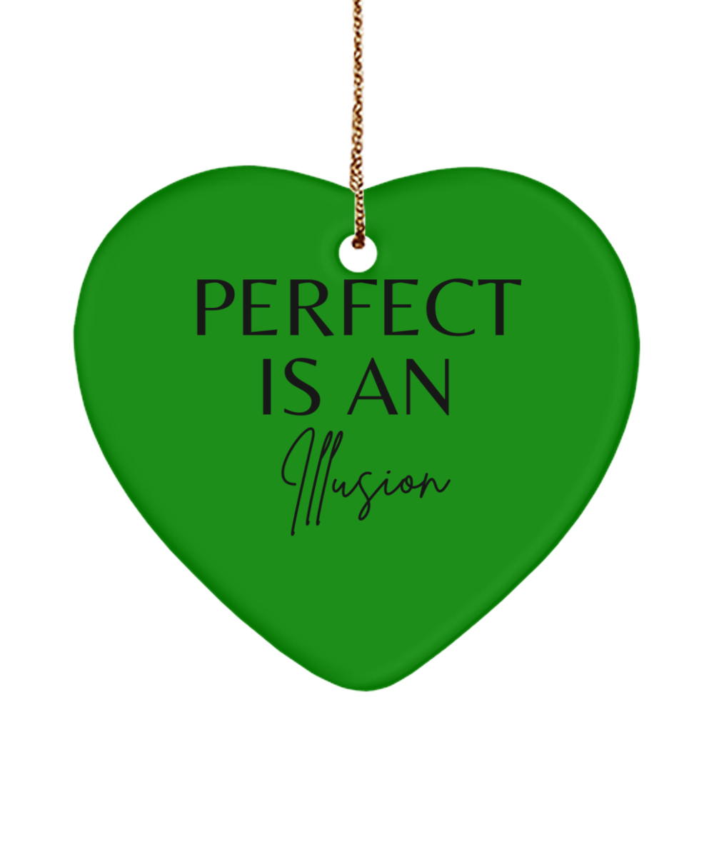 Inspire the Season: Holiday Decoration, green , Motivational Christmas Holiday heart Shape Ornament. Model 60097