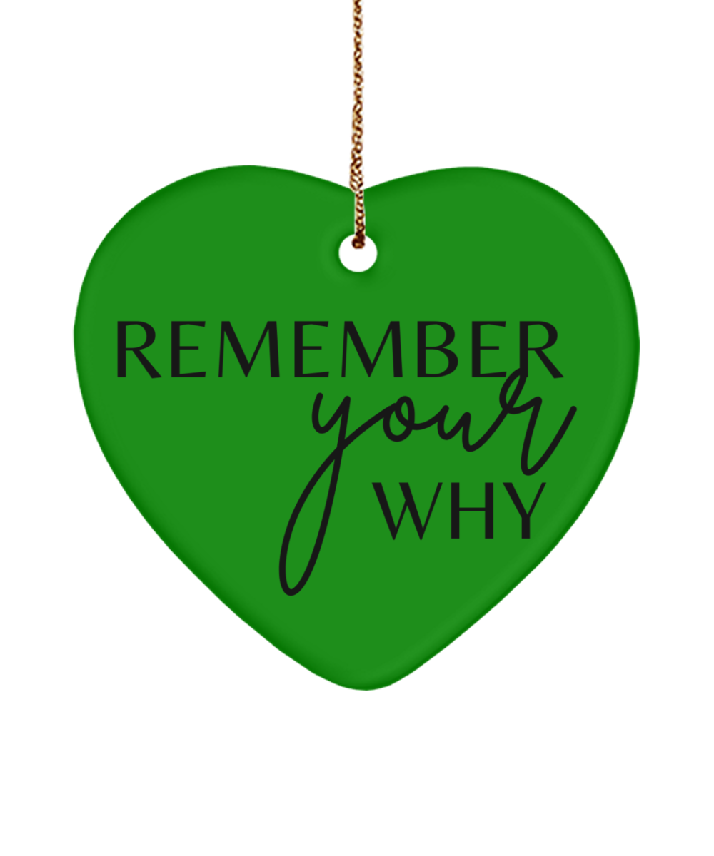 A Season of Motivation: Holiday Ornament, green , Motivational Christmas Holiday heart Shape Ornament. Model 60097