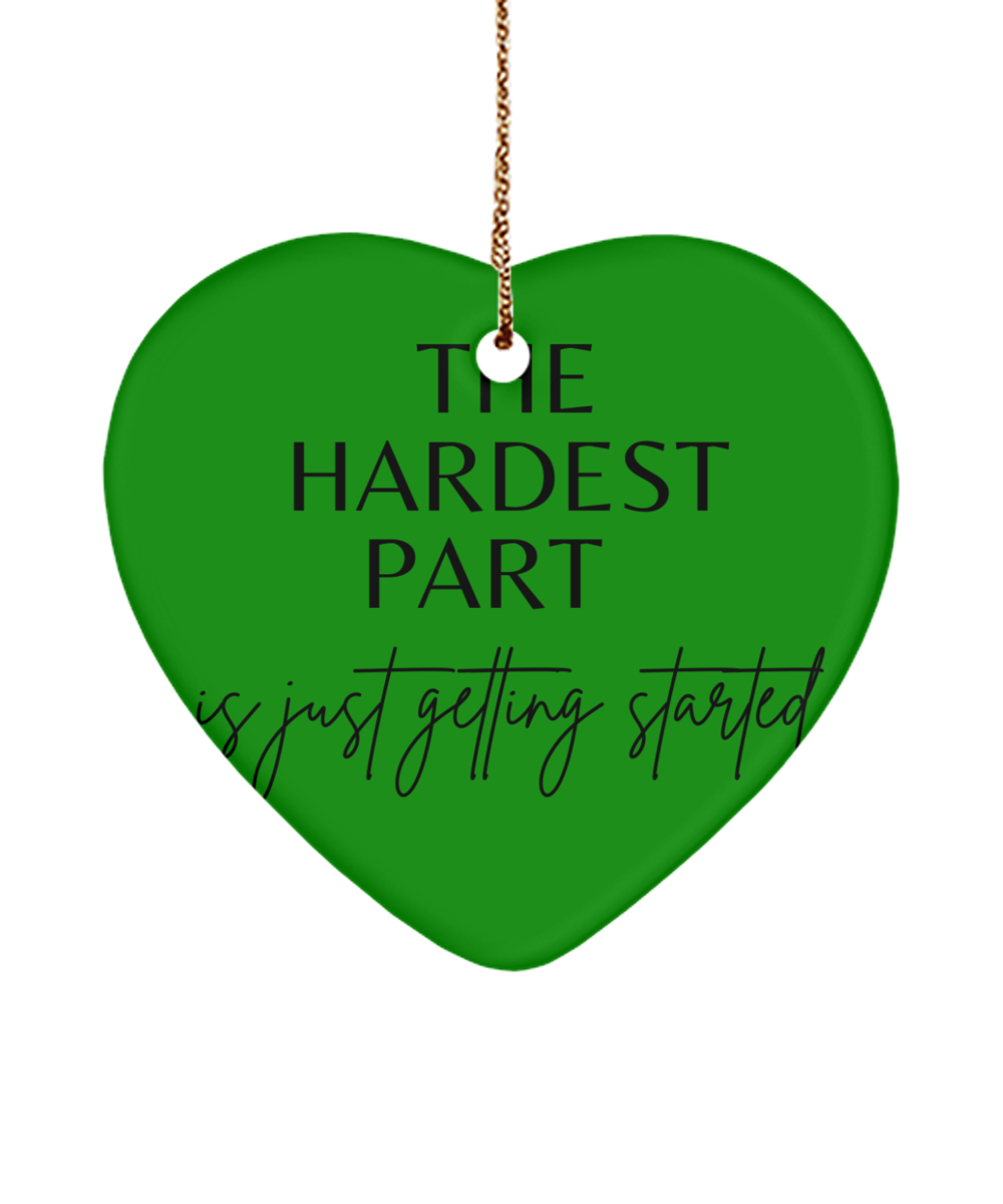 Christmas Wishes Come True in an Ornament, green , Motivational Christmas Holiday heart Shape Ornament. Model 60097