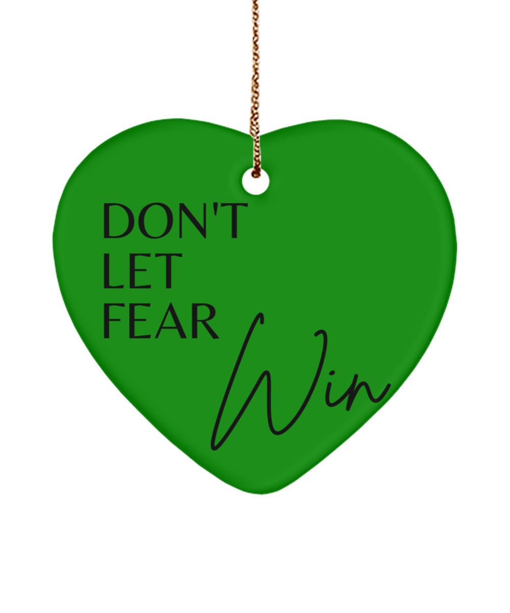 Christmas Cheer, Inspiration Near, green , Motivational Christmas Holiday heart Shape Ornament. Model 60097