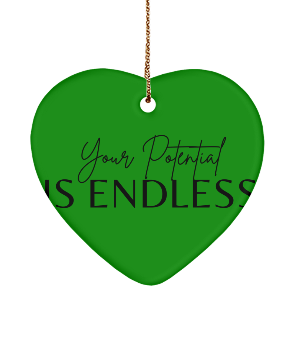 Believe in the Season: Inspirational Ornament, green , Motivational Christmas Holiday heart Shape Ornament. Model 60097