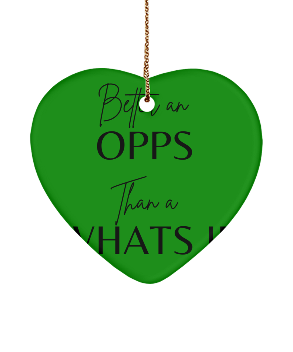 Inspire the Holidays with this Decor, green , Motivational Christmas Holiday heart Shape Ornament. Model 60097