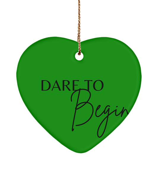 Christmas Magic in Every Word, green , Motivational Christmas Holiday heart Shape Ornament. Model 60097