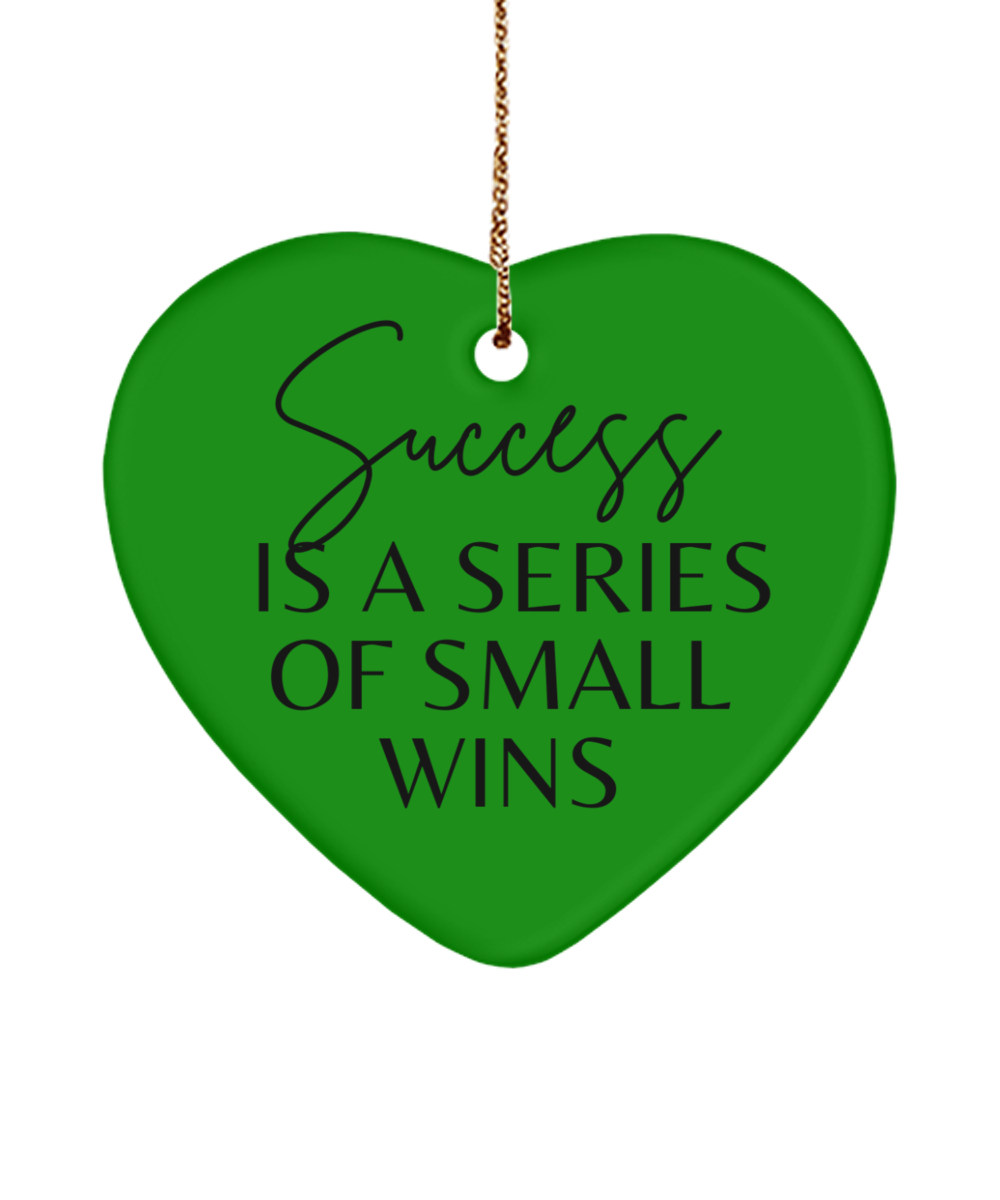 Motivational Magic: Christmas Keepsake, green , Motivational Christmas Holiday heart Shape Ornament. Model 60097