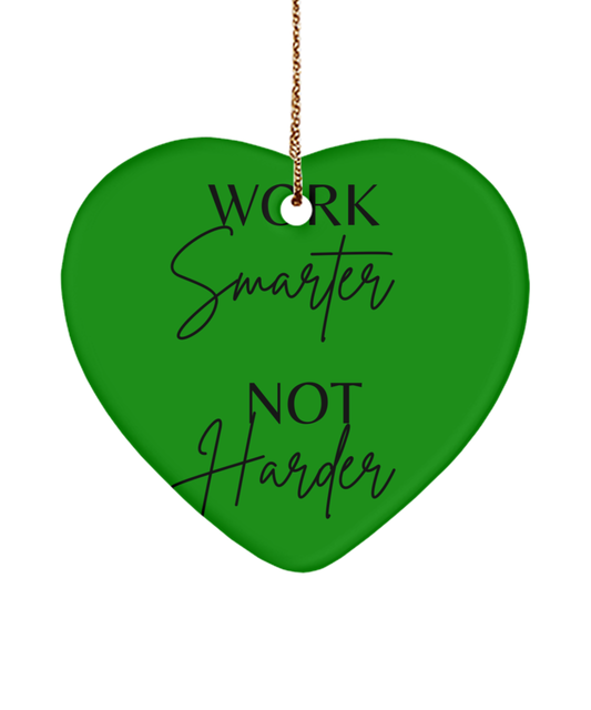 Christmas Dreams Come True: Ornament, green , Motivational Christmas Holiday heart Shape Ornament. Model 60097