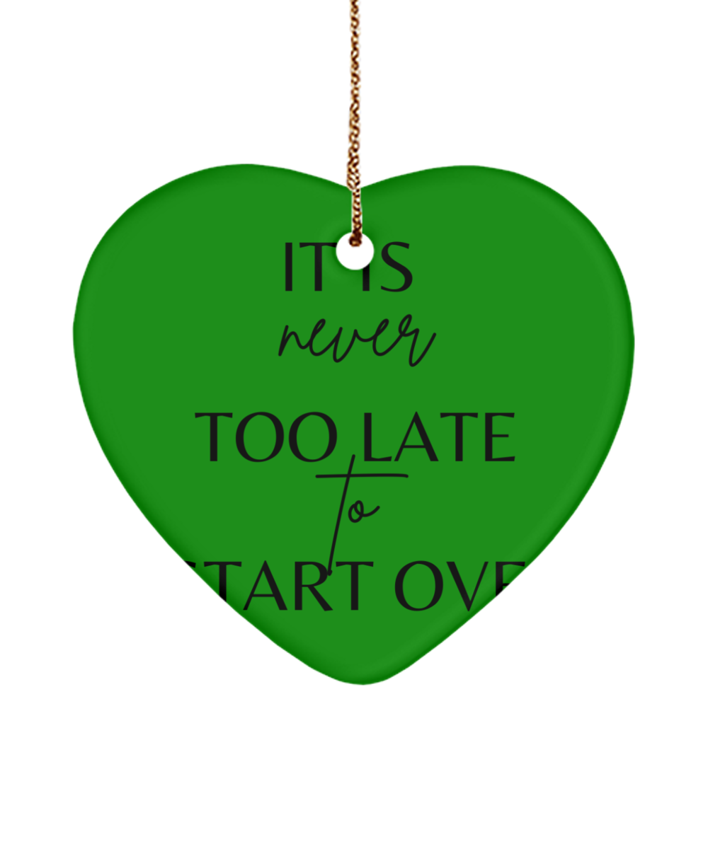 Inspire the Season: Holiday Decoration, green , Motivational Christmas Holiday heart Shape Ornament. Model 60097