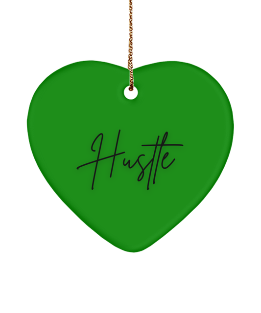 Holiday Happiness: Inspirational Keepsake, green , Motivational Christmas Holiday heart Shape Ornament. Model 60097