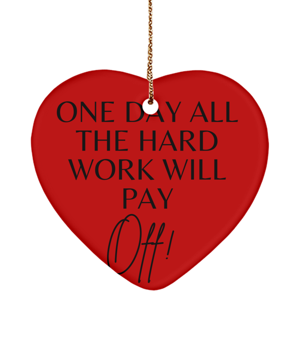 Festive Inspiration: Christmas Keepsake, red, Motivational Christmas Holiday heart Shape Ornament. Model 60097