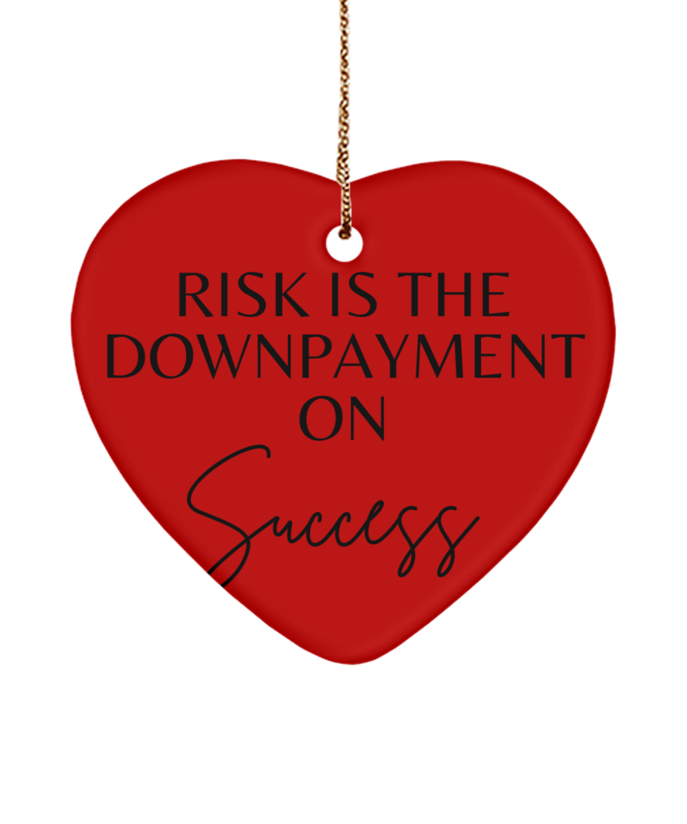 Brighten Your Tree with Motivation, red, Motivational Christmas Holiday heart Shape Ornament. Model 60097