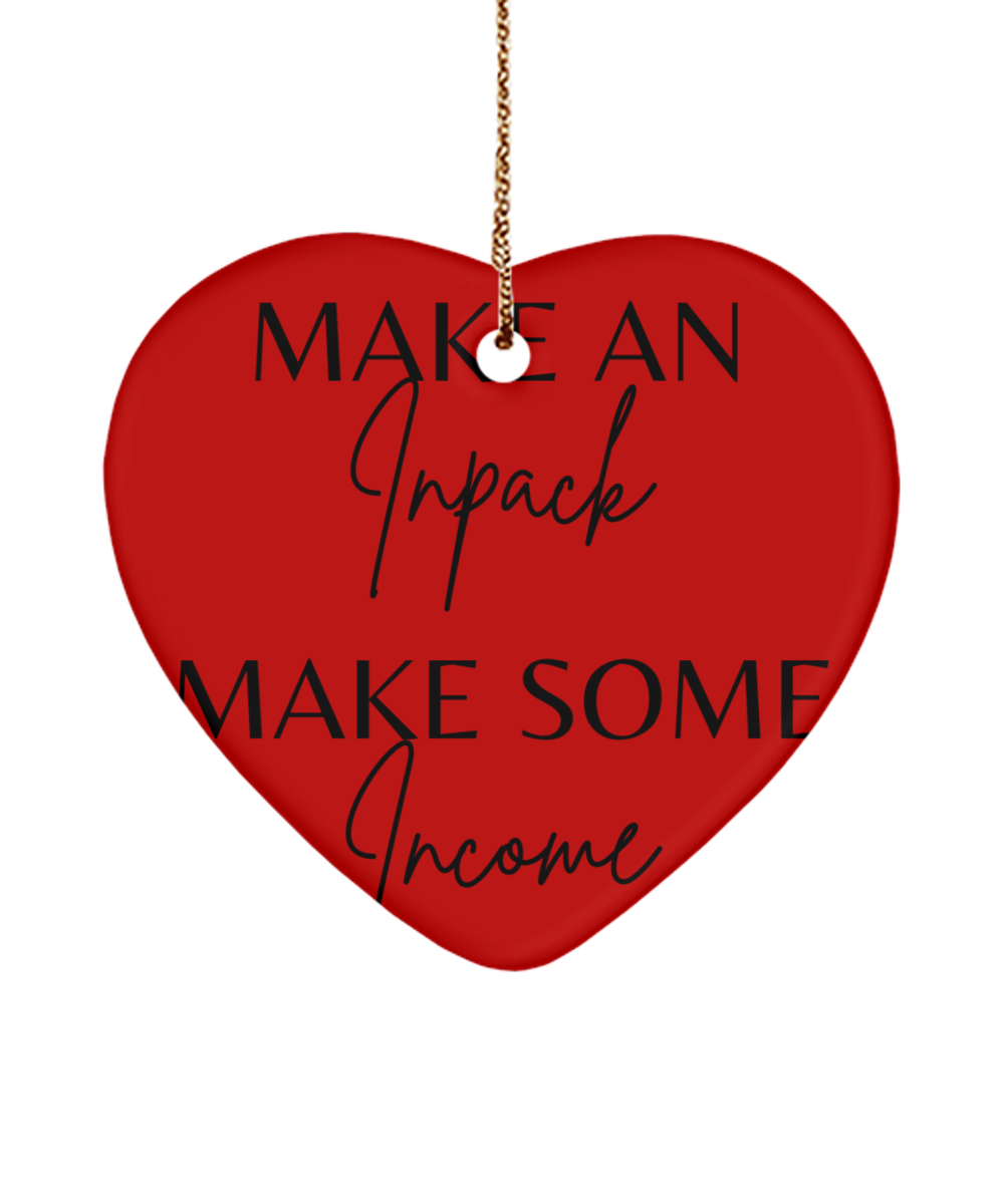 Motivate, Celebrate, Decorate, red, Motivational Christmas Holiday heart Shape Ornament. Model 60097