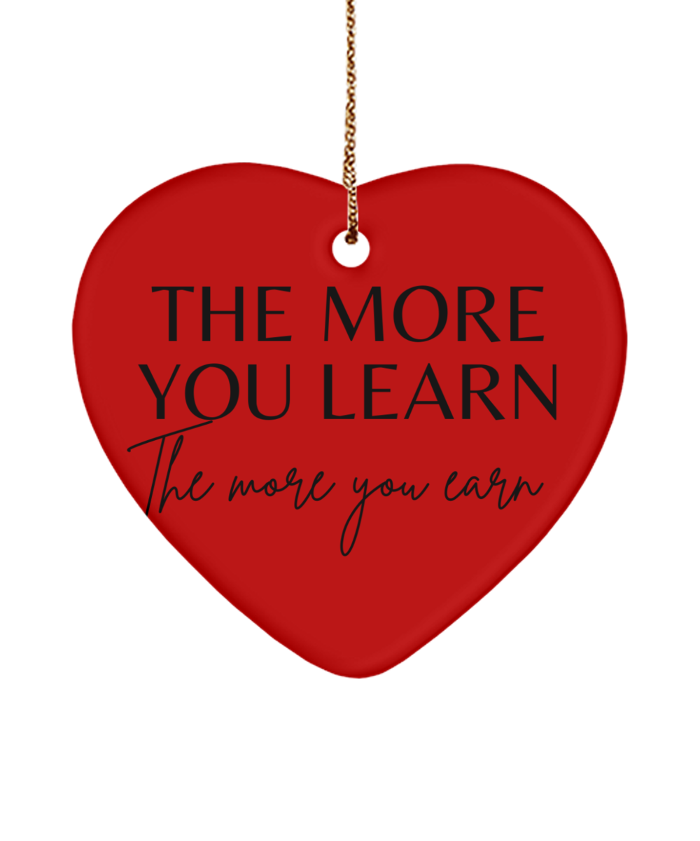 Motivational Magic: Christmas Keepsake, red, Motivational Christmas Holiday heart Shape Ornament. Model 60097